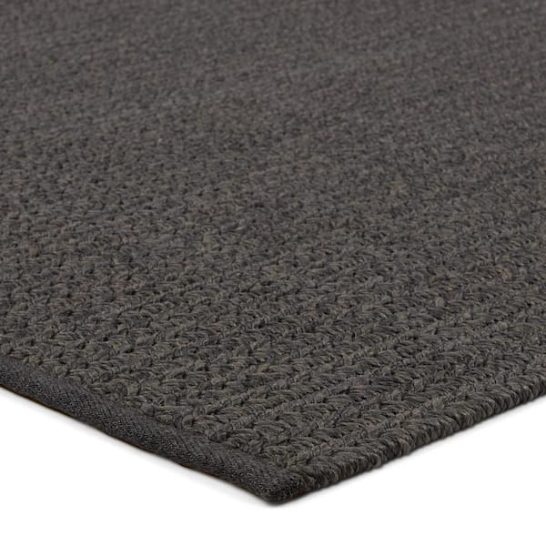 Iver 3 ft. x 12 ft. Dark Gray Solid Handmade Indoor/Outdoor Runner Area Rug
