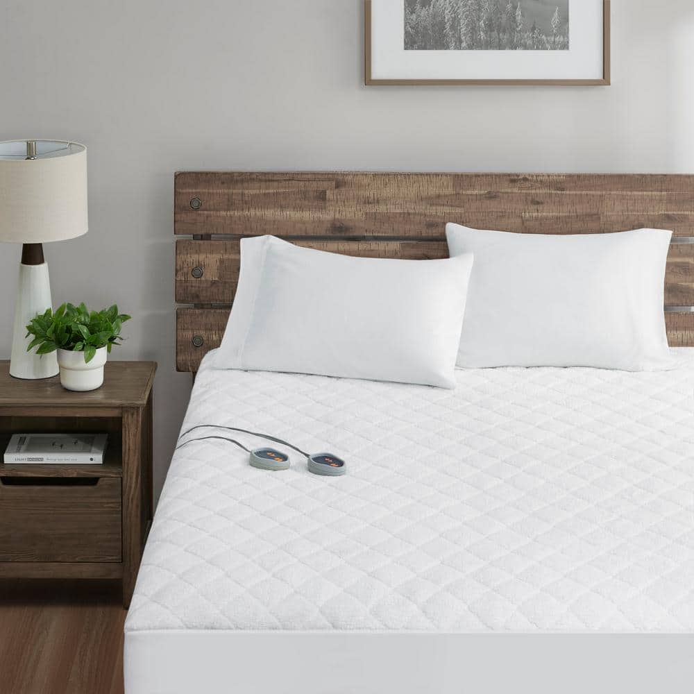 Twin XL White Heated Faux Shearling Mattress Pad