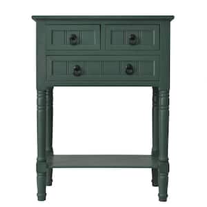 24 in. Antique Teal Standard Rectangle Wood Console Table with Drawers