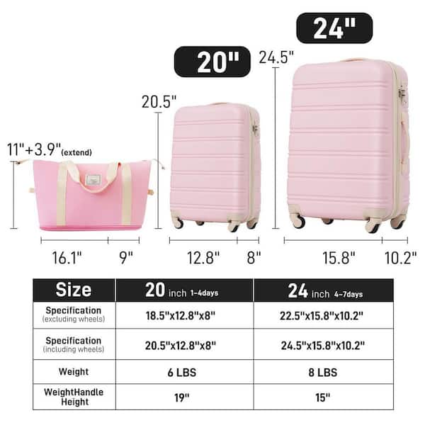 LIVACA 2-Piece Light Pink Hardshell Lightweight ABS Plastic