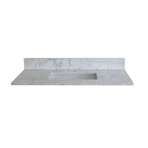 43 in. W x 22 in. D Engineered Stone Composite Vanity Top in White with White Rectangle Single Sink (One Faucet Hole)