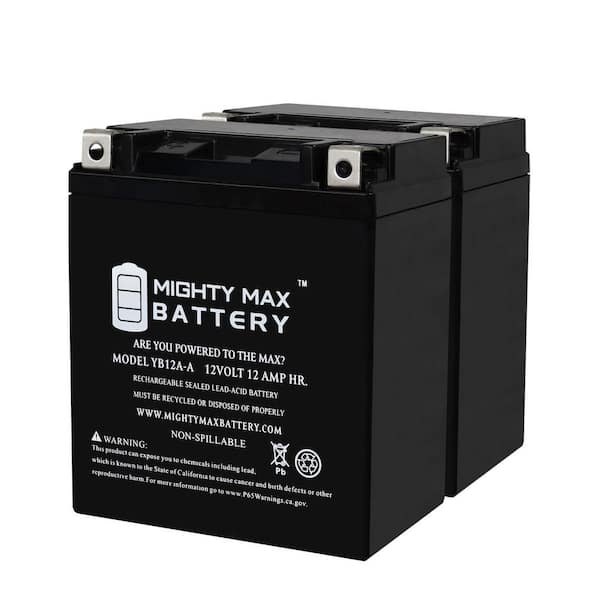MIGHTY MAX BATTERY YB12A-A 12V 12AH Replacement Battery compatible with MS12-12A-4A1 - 2 Pack