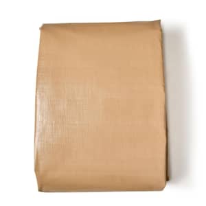TarpsNow 12 ft. x 30 ft. Tan 12 Mil Heavy Duty Poly Tarp with