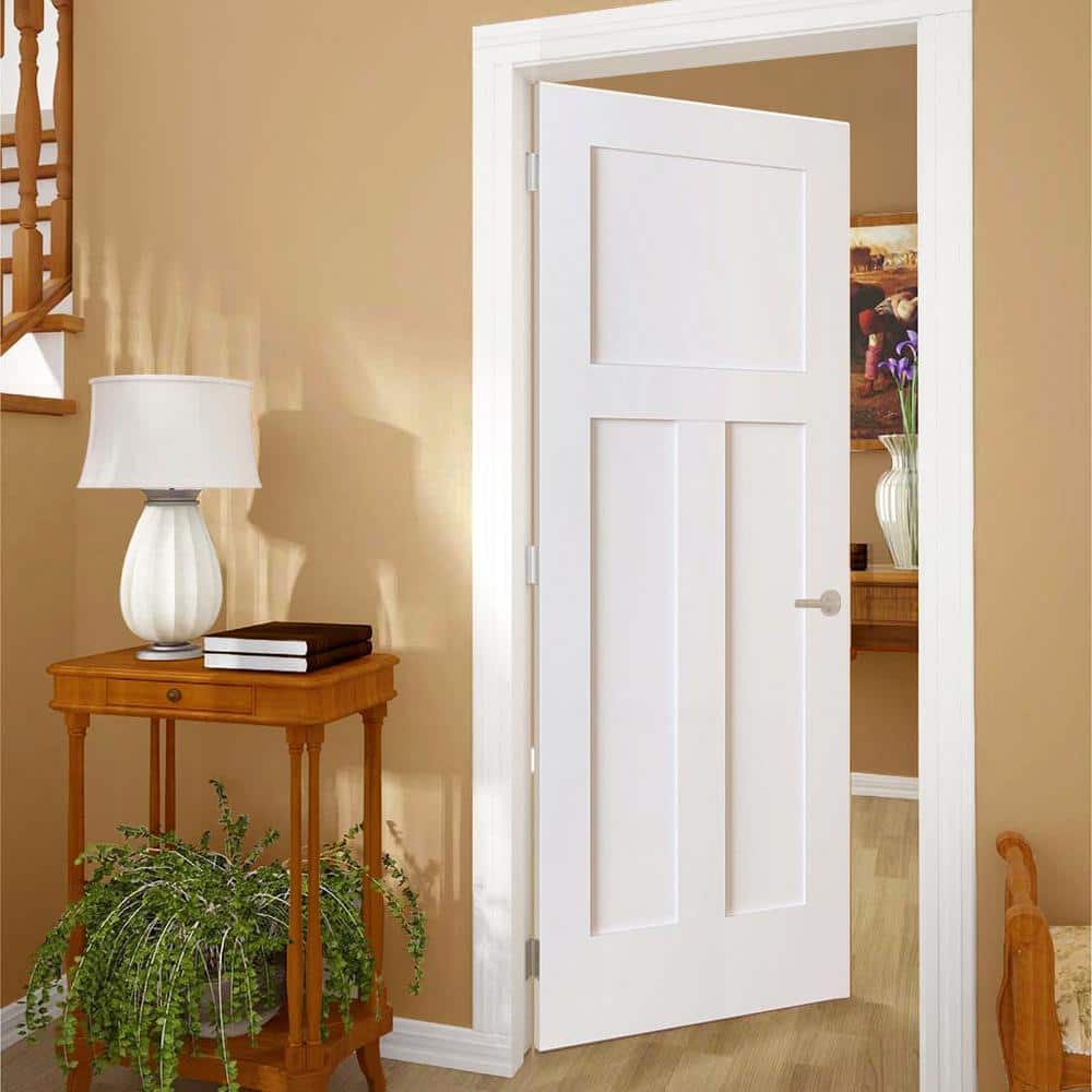 Primed White Solid Pine Shaker Panel Door 80 x 36
