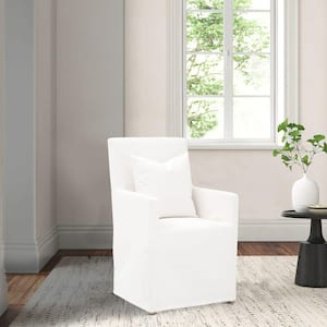 White Fabric Arm chair with Removable Slipcover