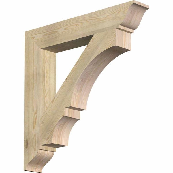 Ekena Millwork 6 in. x 38 in. x 38 in. Douglas Fir Balboa Traditional Rough Sawn Bracket