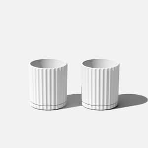 Demi 6 in. Round White Plastic Pot Planter (2-Pack)