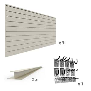 96 in. x 48 in. PVC Slat Wall Panel Set Sandstone Standard Bundle (3-Pack Panel)