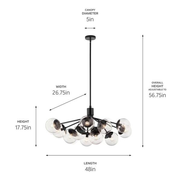 Kichler Silvarious 12-Light Black Modern/Contemporary Chandelier