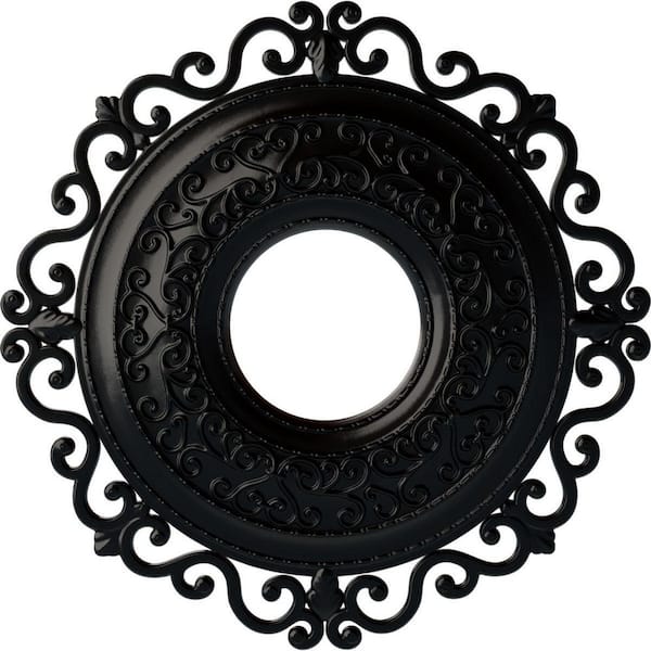 Ekena Millwork 1-3/4" x 22" x 22" Polyurethane Orrington Ceiling Medallion, Hand-Painted Jet Black