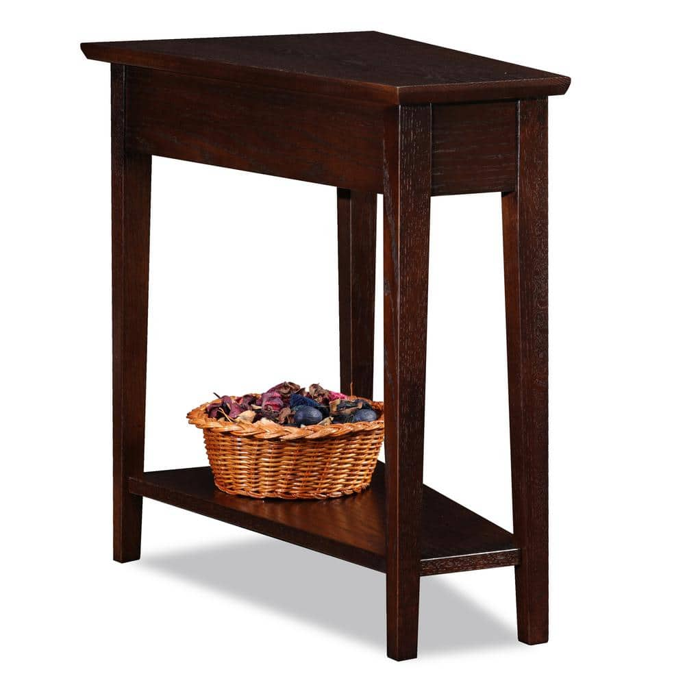 Leick Home 24 in. W Recliner Wedge Triangle Table with Shelf, Chocolate ...