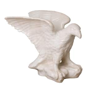 22 in. Tall White Crackle Ceramic Eagle Garden Statue