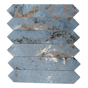 Festa Blue 1.7 in. x 9.6 in. Glossy Ceramic Picket Wall and Floor Tile (2.37 sq. ft./case) (23-pack)