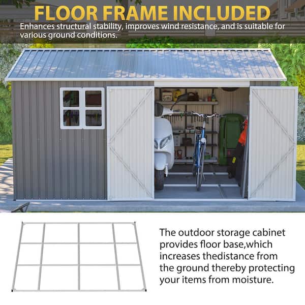 Ama pear Grey 12 ft. W x 10 ft. D Metal Outdoor Storage Shed