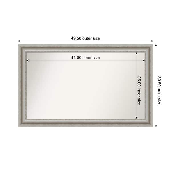 Amanti Art Parlor Silver 49.5 in. x 30.5 in. Custom Non-Beveled Recycled Polystyrene Framed Bathroom Vanity Wall Mirror