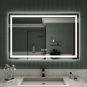 42 in. W x 36 in. H Rectangular Frameless LED Light Anti-Fog Wall Bathroom Vanity Mirror in Polished Crystal