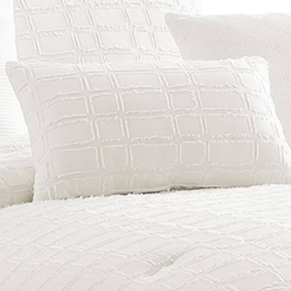 White Cotton Queen Comforter Set with Fringe Details