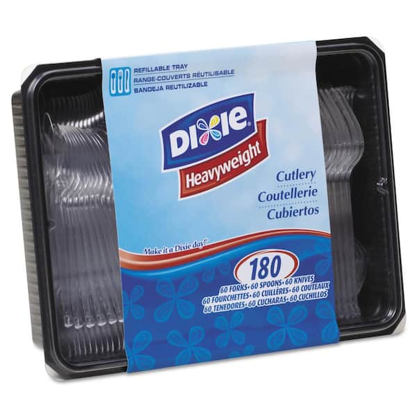 DIXIE Heavyweight Plastic Forks, Knives, Teaspoons 60-Each in Clear (180/Pack) (10 Packs/Carton)