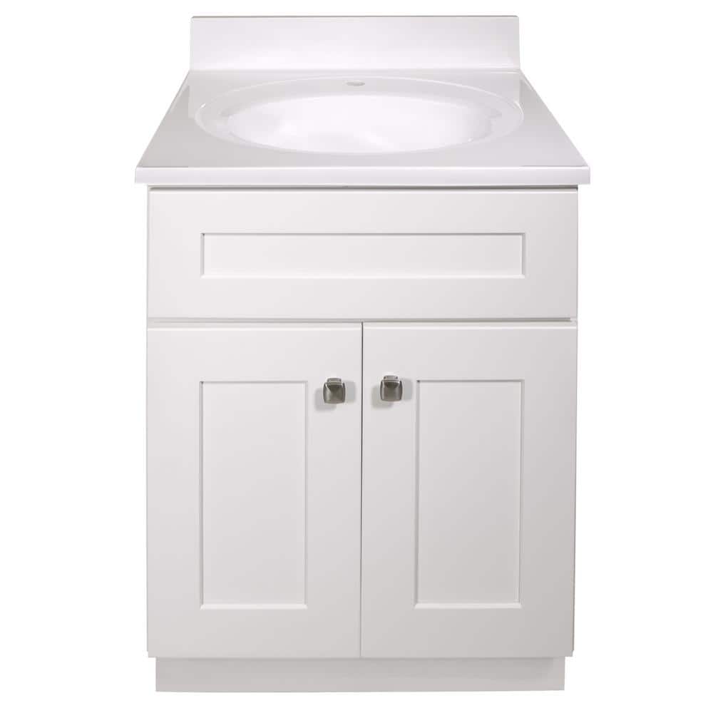 White Cultured Marble Single Vanity Top with Backsplash