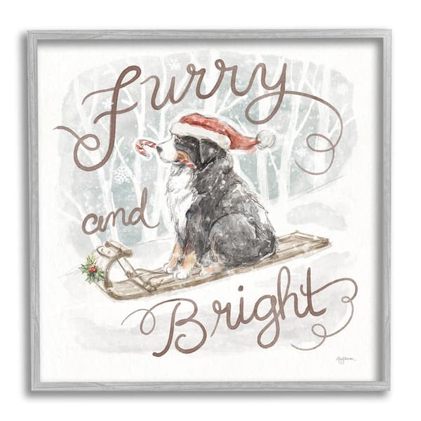 Stupell Industries Furry and Bright Dog by Mary Urban 1 Piece Framed Graphic Print Animal Poster Art Print 24 in. x 24 in.