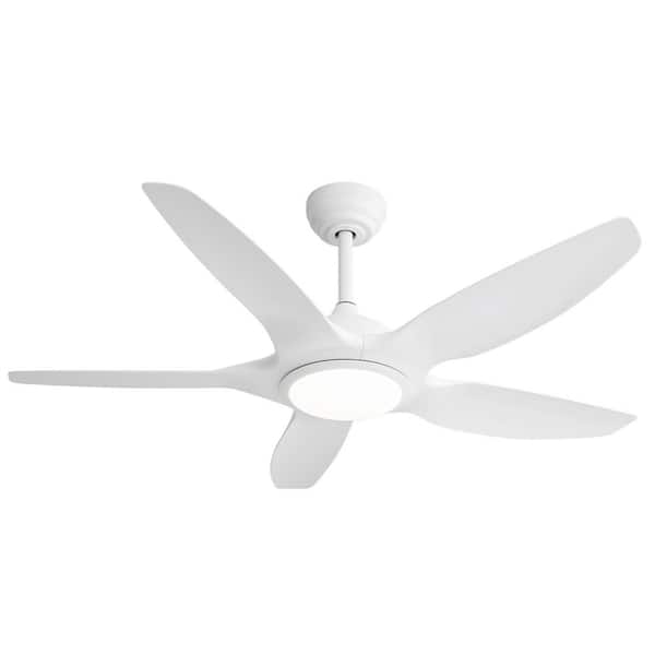 48 in. White Flush Mount Ceiling Fan with LED Light, 5 ABS Blades, Remote Control, 6-Speed Reversible DC Motor