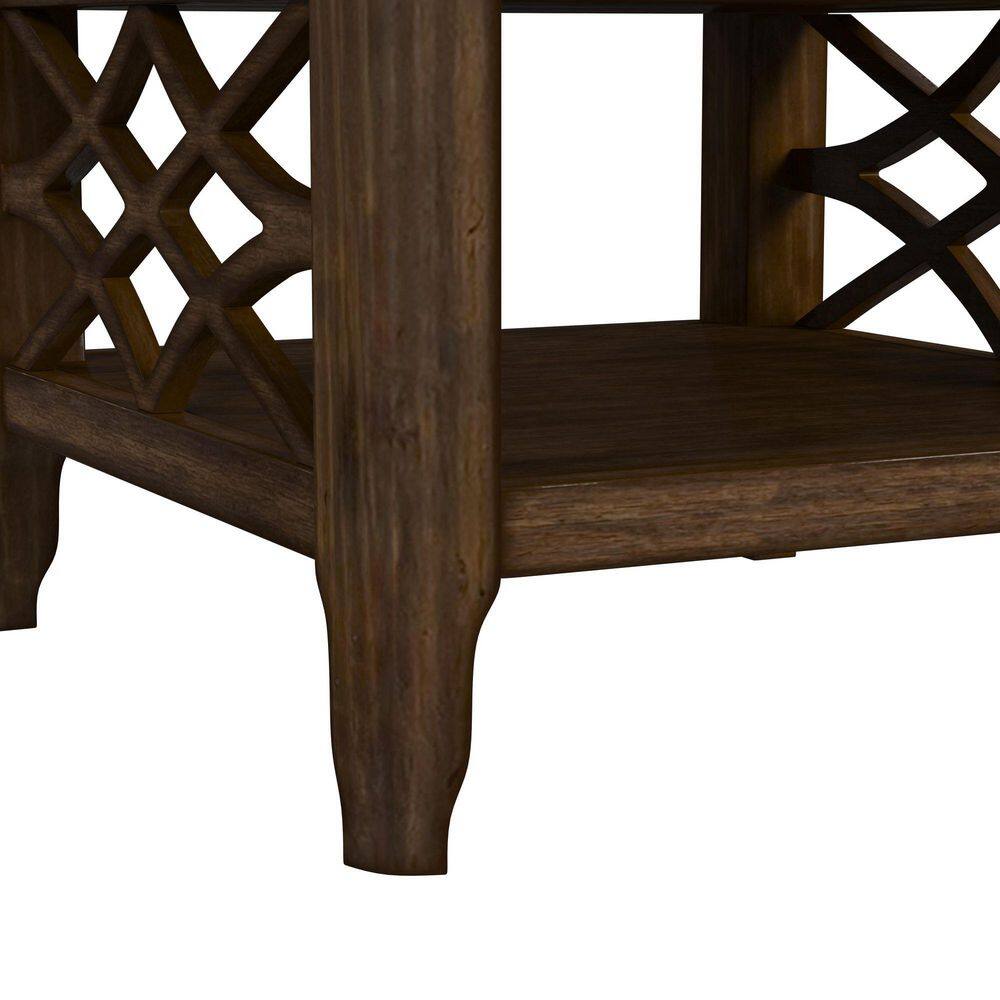 Stark 24 in. Cherry Rectangle Wood End Table with Spacious Drawer - thumbnail 3