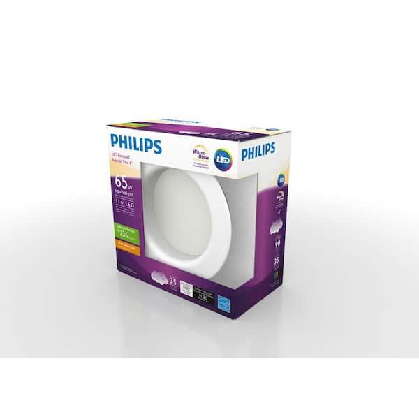 4 Philips 801043 LED Downlight 50W Dim Warm Glow 4” 1pk 50 Watt Equivalent 4 in Dimmable Soft White Effect 
