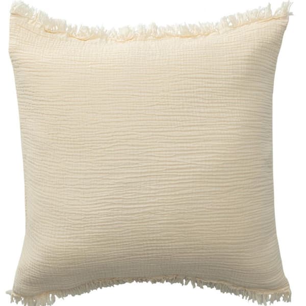 HomeRoots Cream Solid Down 20 in. x 20 in. Throw Pillow