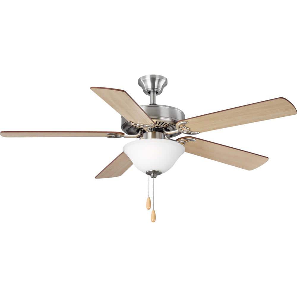 Brushed Nickel 52" Ceiling Fan with Reversible Blades and Light Kit
