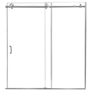 Marina 60 in. W x 62 in. H Sliding Semi Frameless Tub Door in Silver with Clear Glass