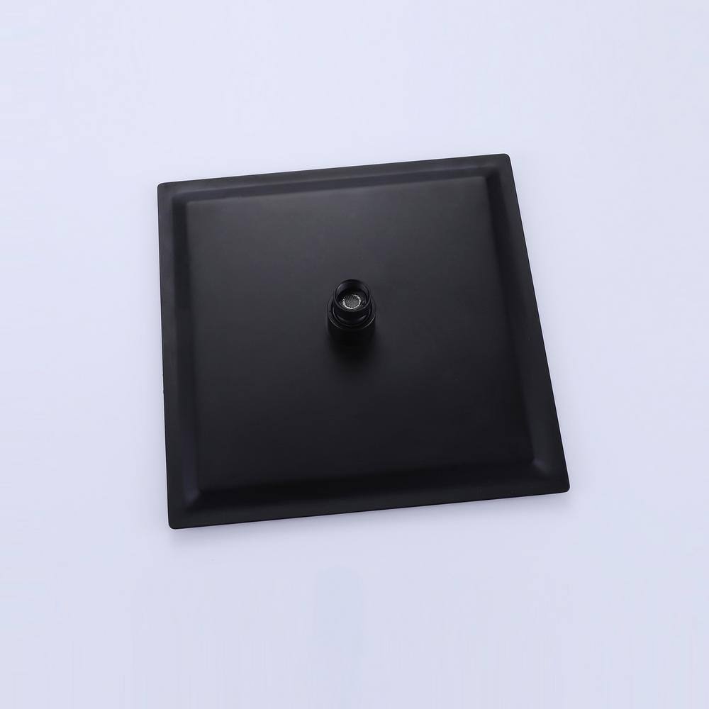 Matte Black Large Square Rain Shower Faucet with Lever Handle