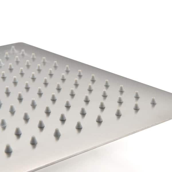 Modern 1-Spray Patterns 12 in. Single Wall Mount Fixed Shower Head Tub Wall Mount in Brushed Nickel