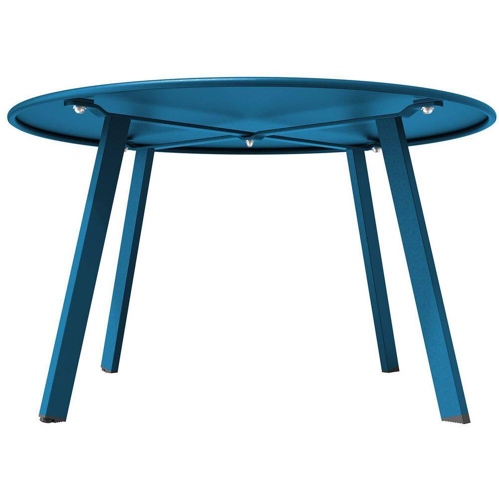 Peacock Blue Round Steel Outdoor Coffee Table