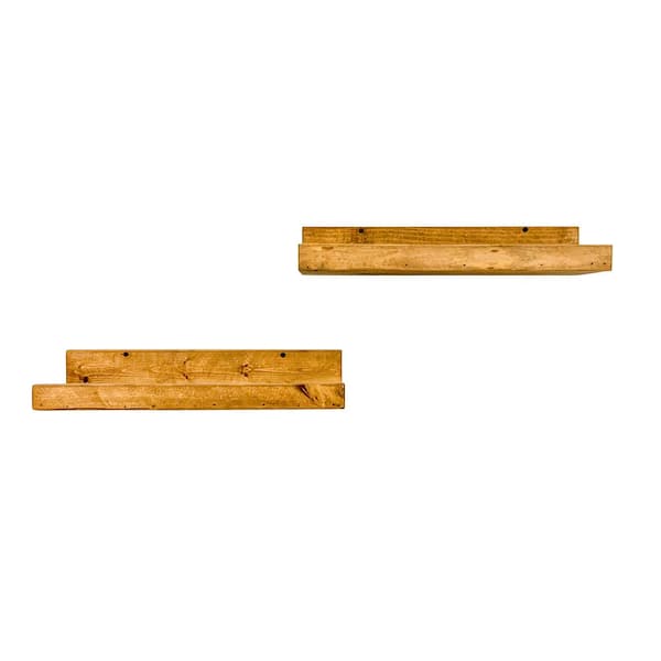 Unbranded Rustic Luxe 7 in. x 20 in. Walnut Pine Floating Decorative Wall Shelve