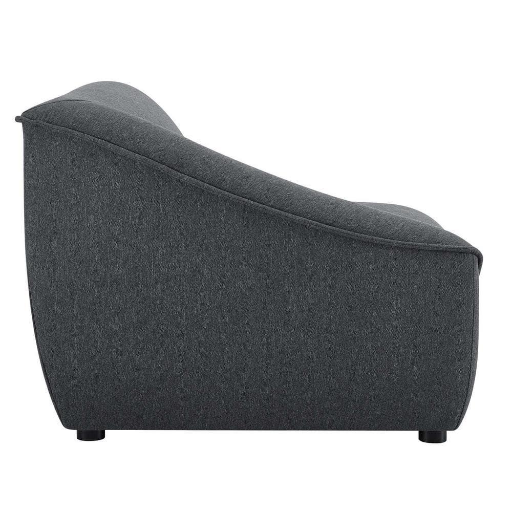 Charcoal Gray 4-Piece Modular Upholstered Sofa with Rubberwood Legs