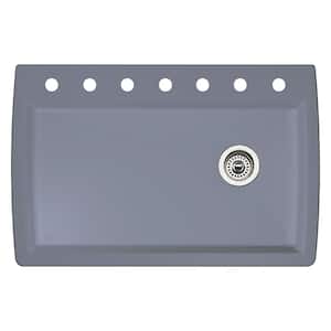Diamond Dual-Mount Granite 33.5 in. 7-Hole Single Bowl Kitchen Sink in Metallic Gray