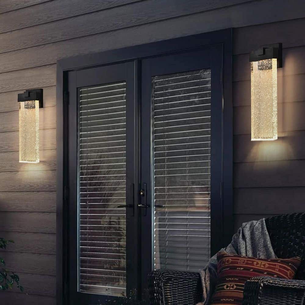 Black Aluminum Weatherproof Outdoor Wall Light, Outdoor Sconce 18 in. Hardwired with LED Bulb price history on PriceWatchPro