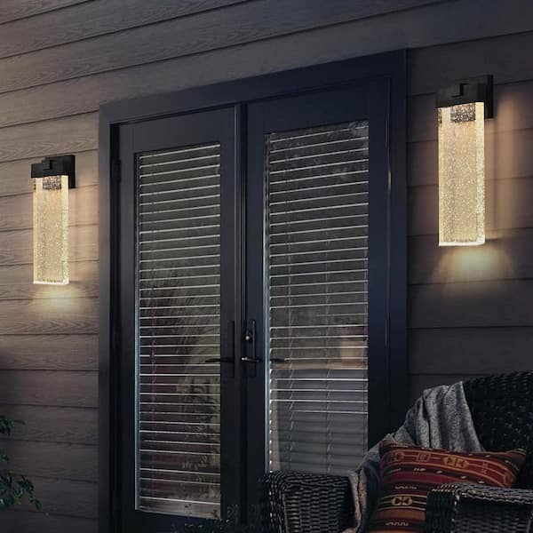 Black Aluminum Weatherproof Outdoor Wall Light, Outdoor Sconce 18 in. Hardwired with LED Bulb
