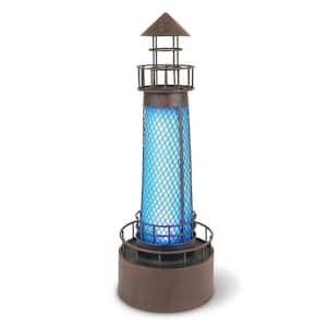 21 in. H Blue Solar Metal Lighthouse