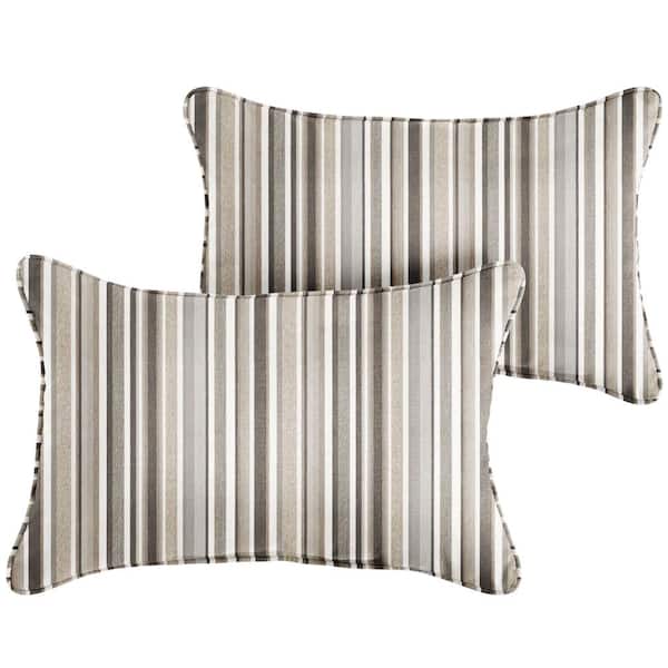 SORRA HOME Sunbrella Highlight Linen Rectangle Indoor/Outdoor Lumbar Pillow (2-Pack)