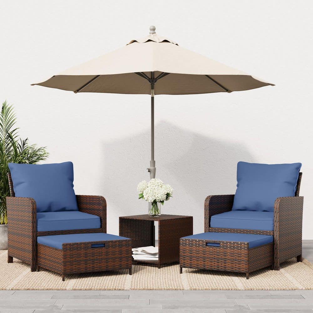 2 Person Wicker Rattan Outdoor Conversation Set with Ottoman (No Umbrella Stand ) price history on PriceWatchPro
