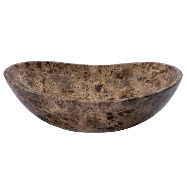 Dark Emperador Marble Canoe Vessel Sink