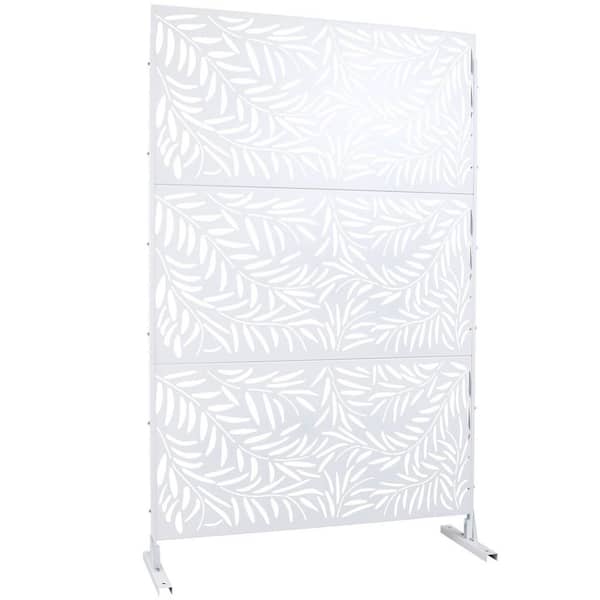 Miscool Anky 76 in. H x 48 in. W Steel Garden Fence, Metal Privacy Screens and Panels with Free Standing in White