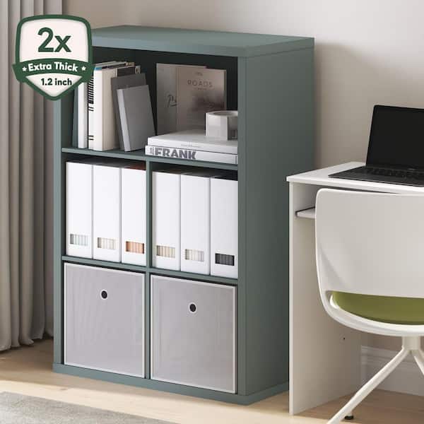 Cubicle 43.35 in. Tall Sage Green Wood 5-Shelf Bookcase