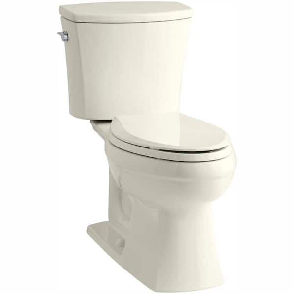 KOHLER Kelston 12 in. Rough In 2-Piece 1.28 GPF Single Flush Elongated Toilet in Biscuit Seat Not Included