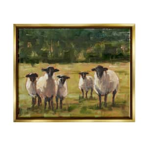 Flock of Sheep Family Painting by Ethan Harper Floater Frame Animal Wall Art Print 25 in. x 31 in. .