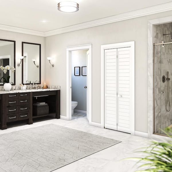 eightdoors 36 in. x 80 in. x 1 in. White Finished Pine Wood Shaker