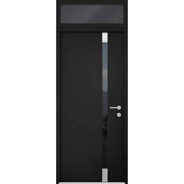 VDOMDOORS 6777 32 in. x 96 in. Left-Hand/Inswing Tinted Glass Black Enamel Steel Prehung Front Door with Hardware