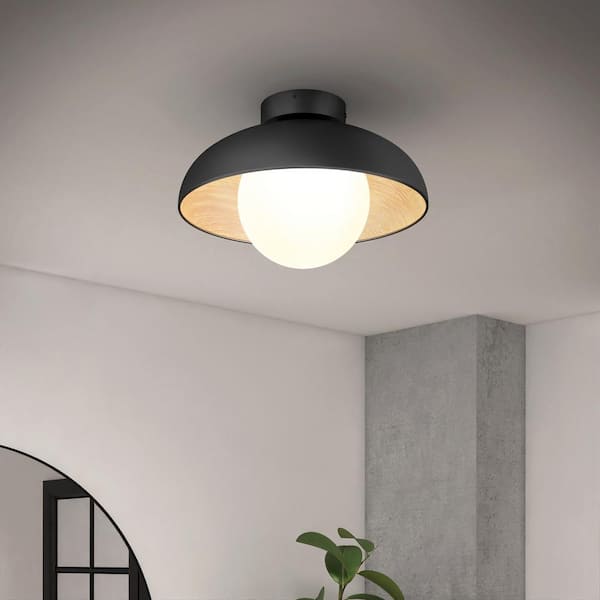 Artika Boden 15 in. 1 Light Black and Wood 5CCT Integrated