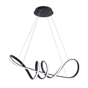 40-Watt Modern Geometric Black Integrated LED Chandelier Creative Design Ceiling Hanging Light